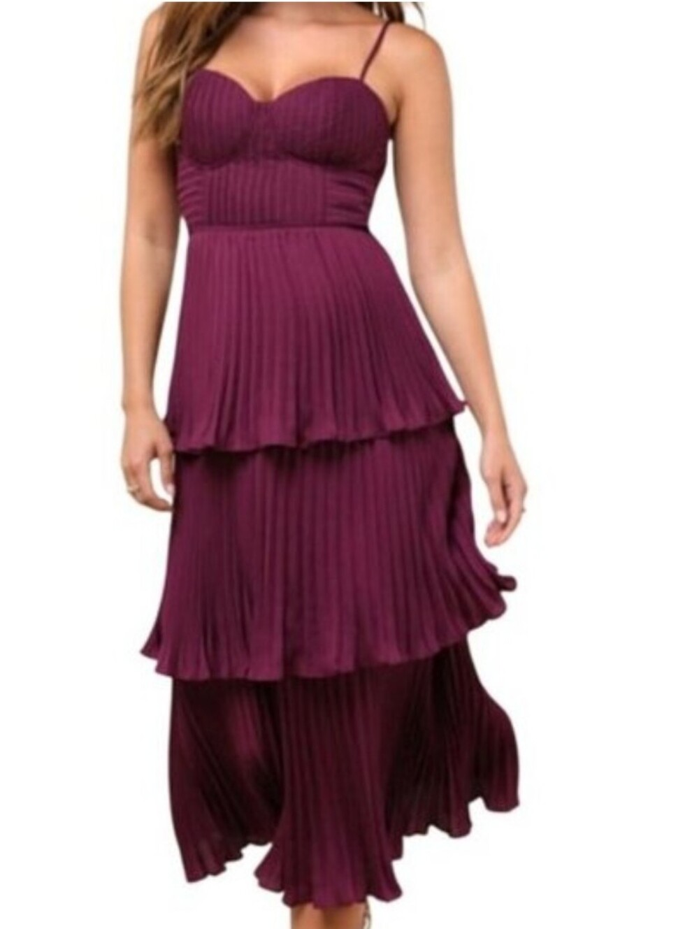 Lulus Cascading Crush Tiered Bustier Midi Dress Medium New Women's Party